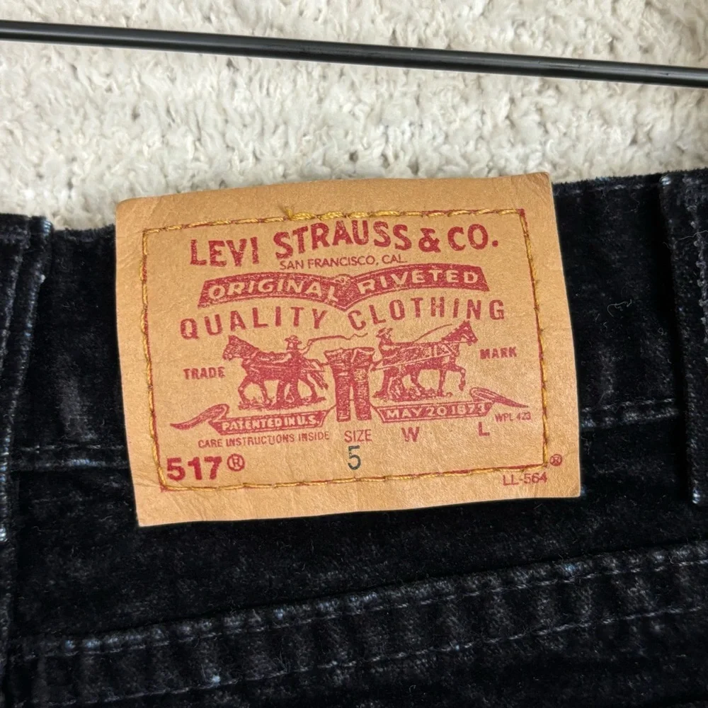 Vtg Levis Jeans Toddler Girl 5 Black‎ 517 Velvet Flare Red Tab Zip Fly Cotton